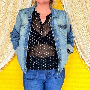 VTG 90s Sheer Polka Dot Henley V-Neck 3/4 Sleeve Edgy Grunge Top | Outback Red M